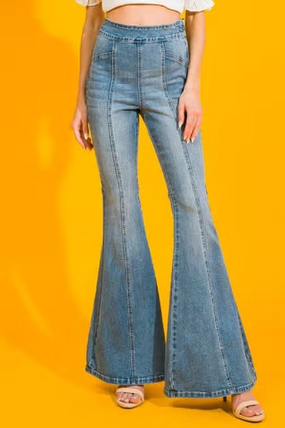 Flying Tomato Wide Leg Denim Pants Light Wash