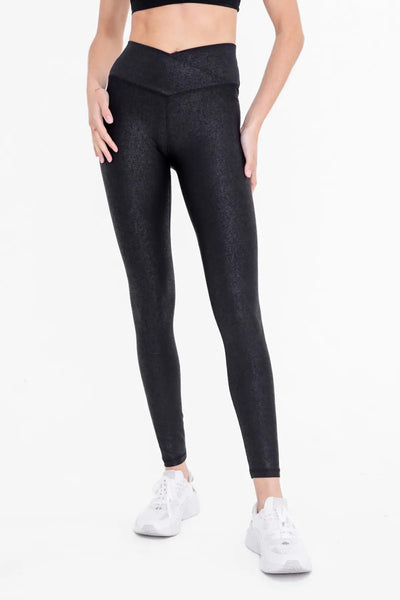 Mono B Leather-Look Crossover Leggings