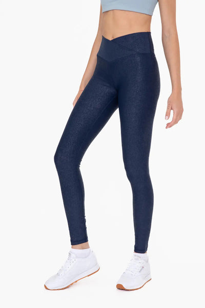 Mono B Leather-Look Crossover Leggings