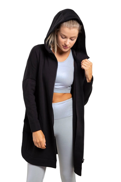Longline zip through best sale hoodie
