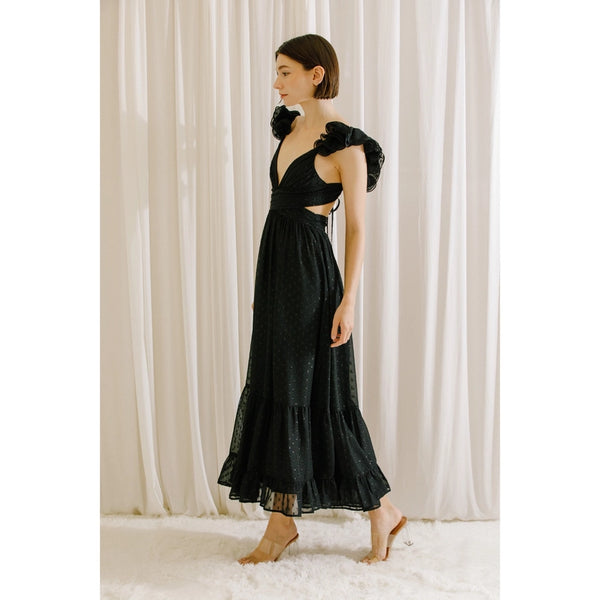 Monochromatic Black Romantic Maxi Dress