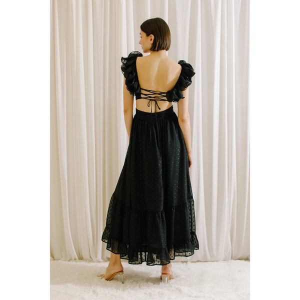 Monochromatic Black Romantic Maxi Dress