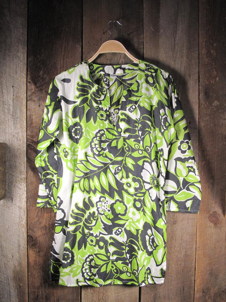 Nusantara Cotton Tunic Top Lime Paradise