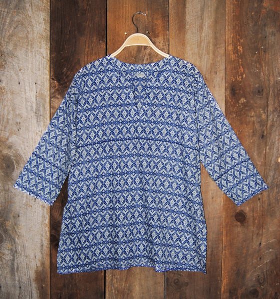 Tunic - Cotton Tunic Top Southwestern Blue - Girl Intuitive - Nusantara -