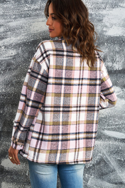 Jacket - Plaid Button Front Shirt Jacket with Breast Pockets - Girl Intuitive - Trendsi -