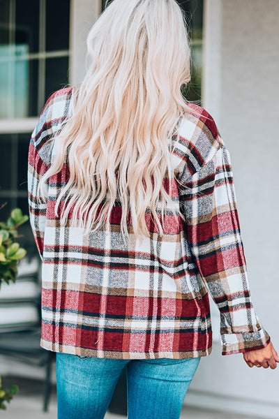 Jacket - Plaid Button Front Shirt Jacket with Breast Pockets - Girl Intuitive - Trendsi -
