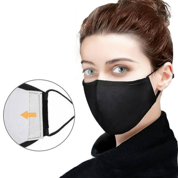Mask - Adjustable Contour Cotton Black Face Mask - Girl Intuitive - 42pops - One Size / Black
