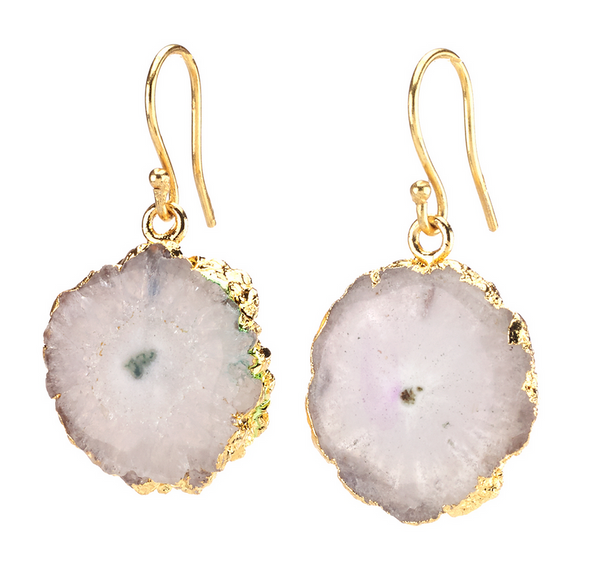 earrings - Agate Dangling Earrings - White - Girl Intuitive - Island Imports -