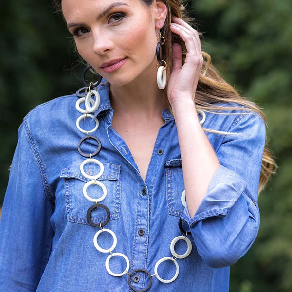 Necklace - Anju Omala Modern Monochrome Collection Large Open Ring Necklace - Girl Intuitive - Anju Jewelry -