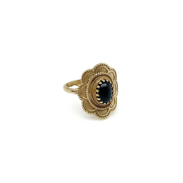 Ring - Anju Onyx Tanvi Adjustable Ring - Girl Intuitive - Anju Jewelry - Gold-tone