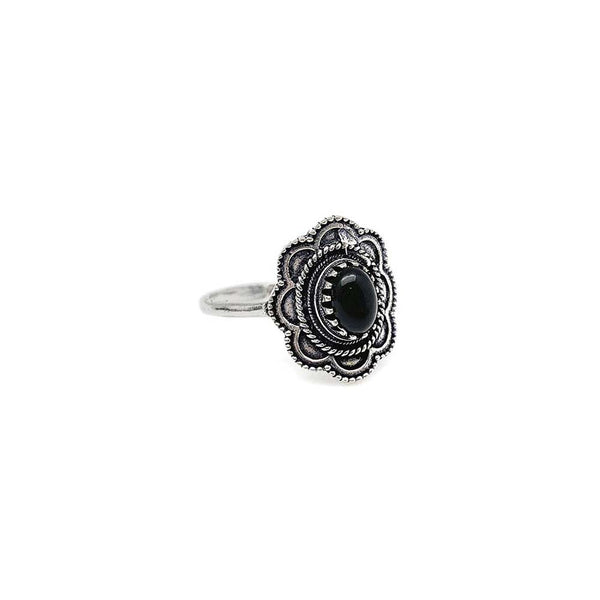 Ring - Anju Onyx Tanvi Adjustable Ring - Girl Intuitive - Anju Jewelry - Silver-plated