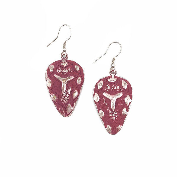 earrings - Anju Silver Patina Earrings in Pink Linear Teardrop - Girl Intuitive - Anju Jewelry -