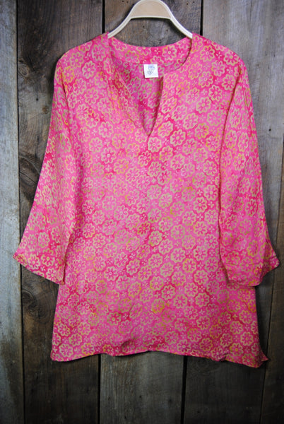 Tunic - Batik Tunics Floret in Pink - Girl Intuitive - Nusantara -