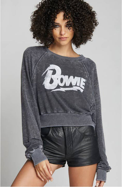 Sweatshirts - Recycled Karma Bowie Bold Long Sleeve Crop Sweatshirt - Girl Intuitive - Recycled Karma -