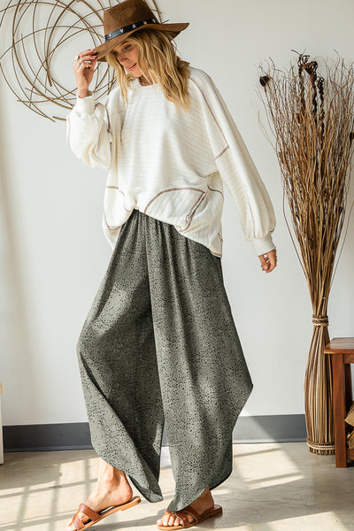 Pants - Bucketlist Smocking Waist Band Pants with Diagonal Cut Detail - Girl Intuitive - Bucketlist -