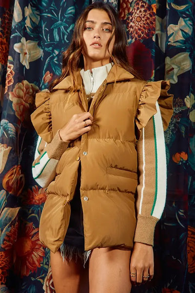 Bucketlist Ruffle Sleeve Down Vest