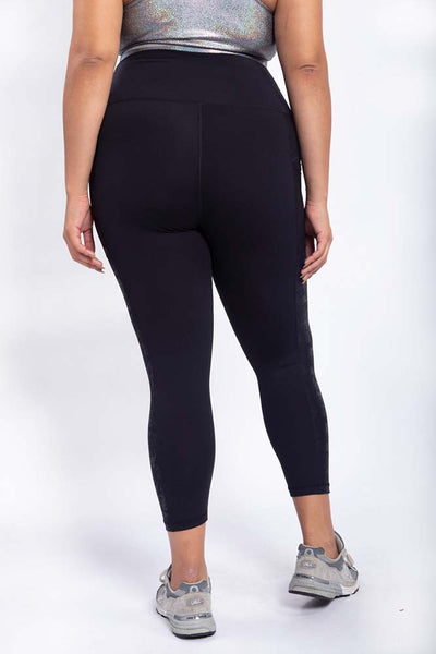 Mono B CURVY Metallic Side Striped High-Waist Leggings