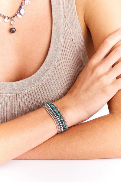 bracelet - Chan Luu Turquoise Pearl Mix Naked Wrap Bracelet - Girl Intuitive - Chan Luu -