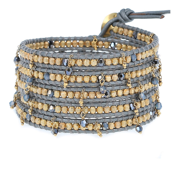 bracelet - Chan Luu White Opal Sky Blue Crystal Wrap Bracelet - Girl Intuitive - Chan Luu -