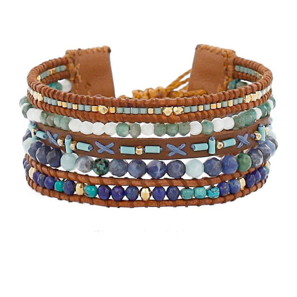 Chan Luu Turquoise Mix Multi Strand Leather Bracelet