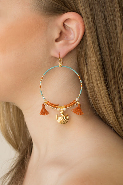 earrings - Chan Luu Turquoise Mix Statement Hoop Earrings - Girl Intuitive - Chan Luu -