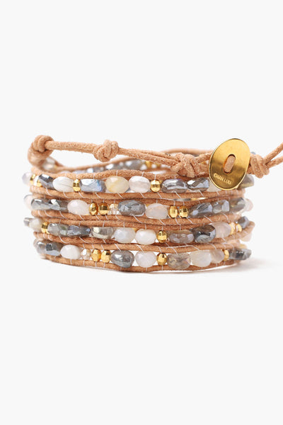 bracelet - Chan Luu Mystic Labradorite Mix Wrap Bracelet On Natural Leather - Girl Intuitive - Chan Luu -