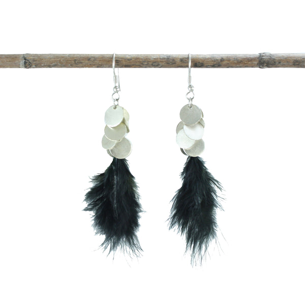 earrings - Clustered Disc Feathered Earrings - Girl Intuitive - WorldFinds -