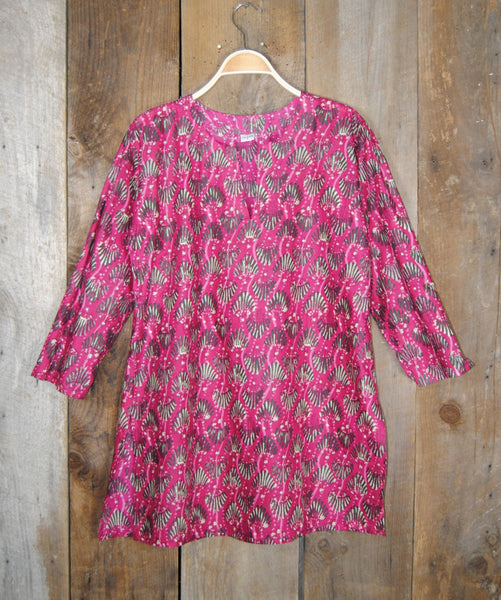 Tunic - Cotton Print Tunic Beach Pink - Girl Intuitive - Nusantara -