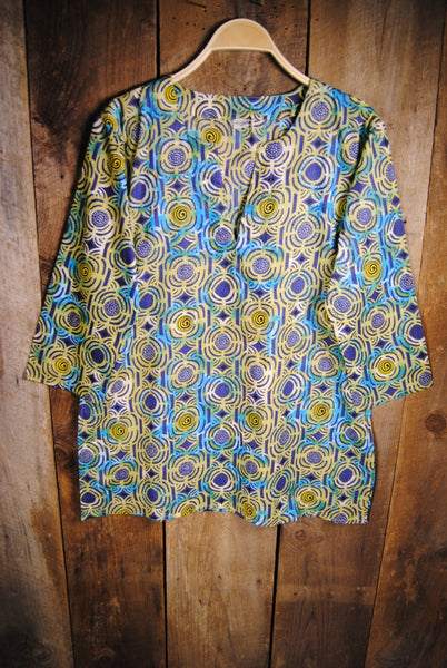 Tunic - Cotton Tunic Top Modern Indian Print - Girl Intuitive - Nusantara -