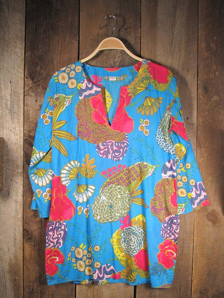 Tunic - Cotton Tunic Top Mums in Bright Blue - Girl Intuitive - Nusantara -