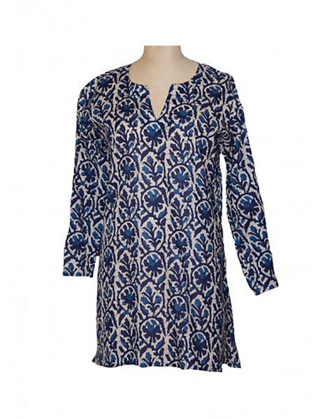 Tunic - Cotton Tunic Top Teal Floral - Girl Intuitive - Dolma -