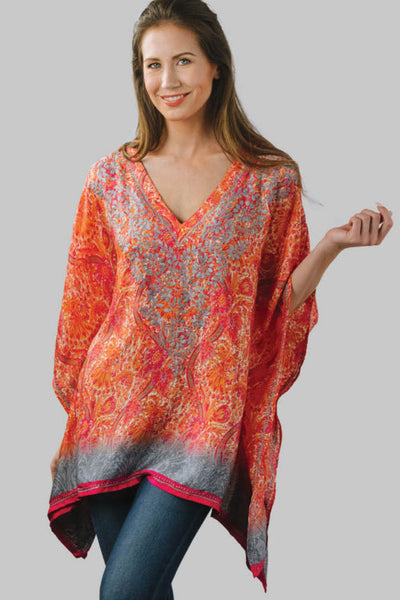 Tunic - Demira Embroidered Top in Orange - Girl Intuitive - Sevya -