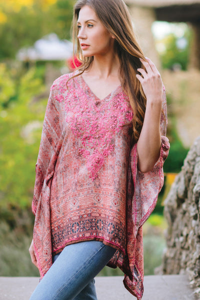 Tunic - Demira Embroidered Top in Rose - Girl Intuitive - Sevya -