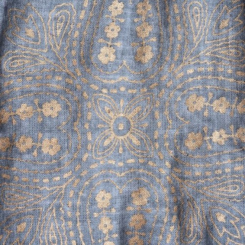 Shirts - Denim Henley Shirt with Handmade Gold Print - Girl Intuitive - Dolma -