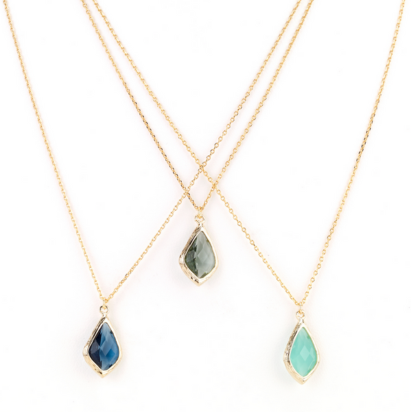 Necklace - Diamond Droplet Necklace in Blue Hues - Girl Intuitive - Island Imports -