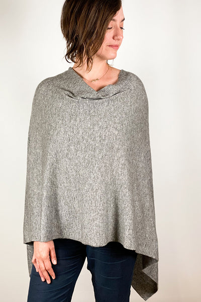 Poncho - Dolma Cashmere Poncho Gray - Girl Intuitive - Dolma -