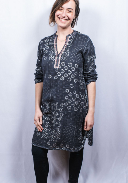 Dolma Cotton Long Tunic Dress Navy – Girl Intuitive Dolma Cotton Long Tunic Dress Navy – Girl Intuitive