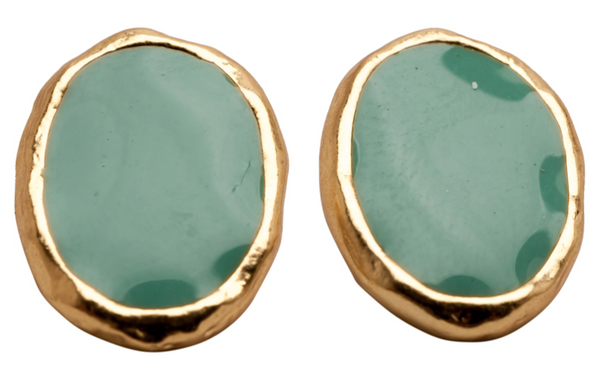 earrings - Enamel Oval Earring Studs - Girl Intuitive - Karine Sultan - Green