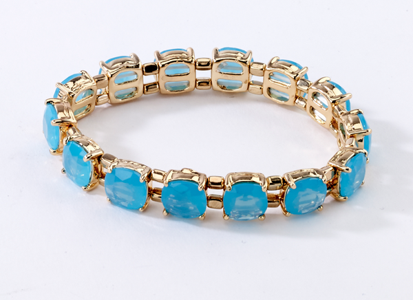 bracelet - Faceted Stretch Bracelets Assorted Colors - Girl Intuitive - Island Imports - Aqua