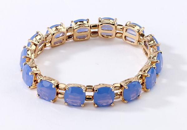 bracelet - Faceted Stretch Bracelets Assorted Colors - Girl Intuitive - Island Imports - Blue