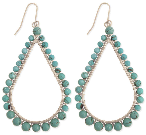 earrings - Faux Turquoise Beaded Teardrop Earring - Girl Intuitive - zad -