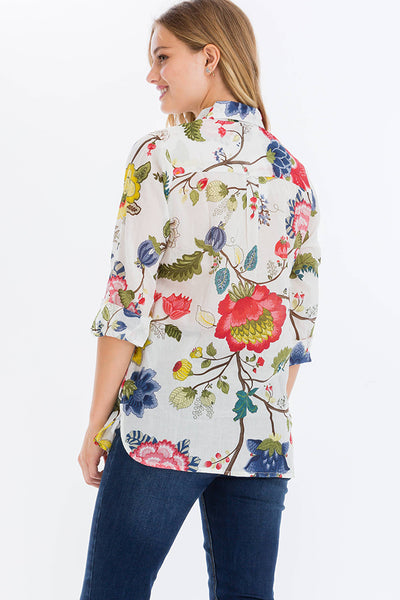 Shirts - Floral Printed Shirt with Embroidery - Girl Intuitive - Magazine Clothing -