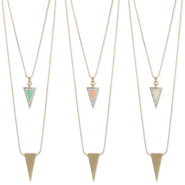Necklace - Gold and Enamel Triangle Necklace - Girl Intuitive - zad -