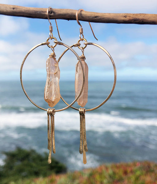 earrings - Large Quartz Crystal Hoop Earrings with Spikes - Girl Intuitive - Quinn Sharp -