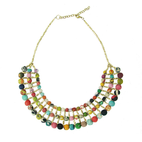 Necklace - Kantha Collar Necklace - Girl Intuitive - WorldFinds -