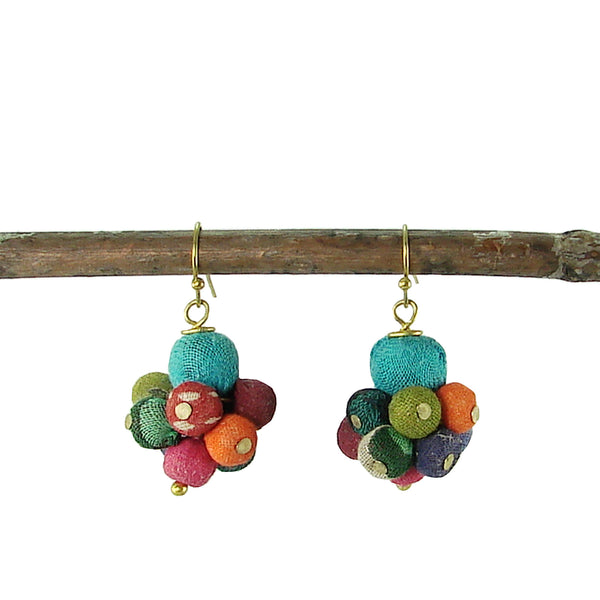 earrings - Kantha Drop Earrings - Girl Intuitive - WorldFinds -