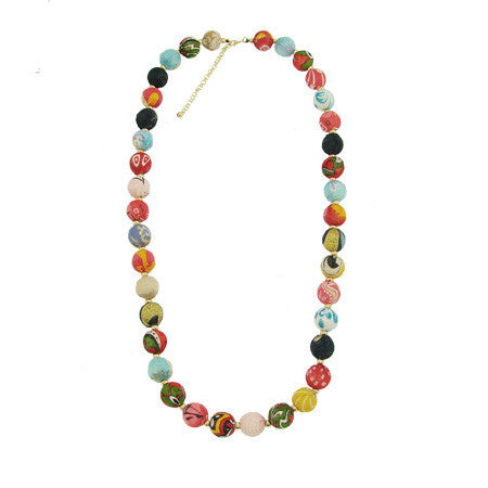 Necklace - Kantha Beaded Garland Long Necklace - Girl Intuitive - WorldFinds -