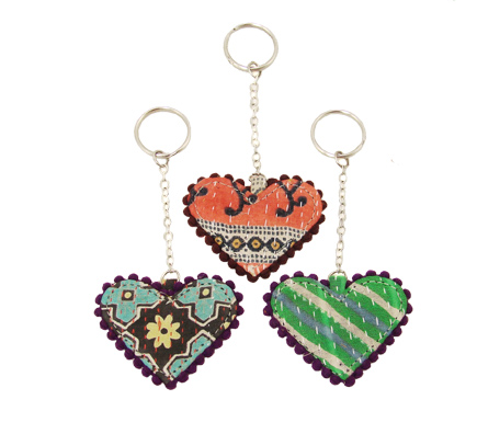 small goods - Kantha Heart Keychain - Girl Intuitive - WorldFinds -
