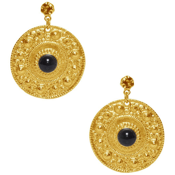 earrings - Karine Sultan Large Ornamental Coin Earrings - Girl Intuitive - Karine Sultan - Gold