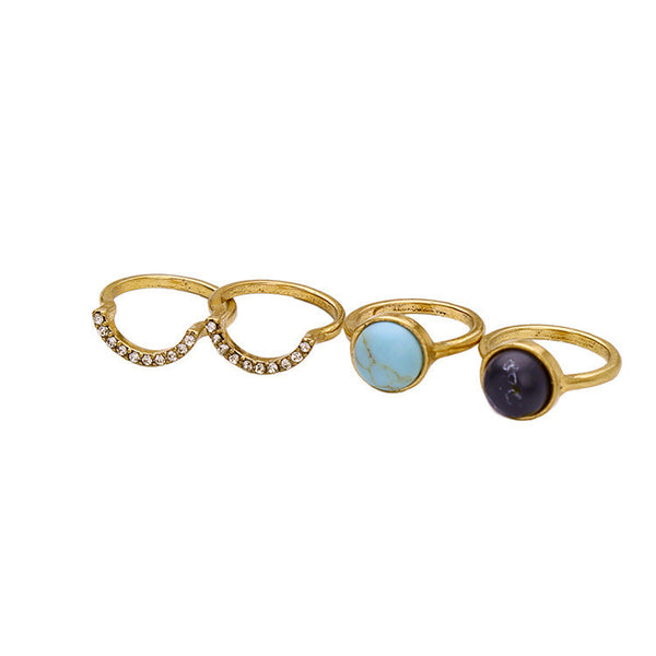 Ring - Layered Turquoise and Black Rings - Girl Intuitive - Girl Intuitive -